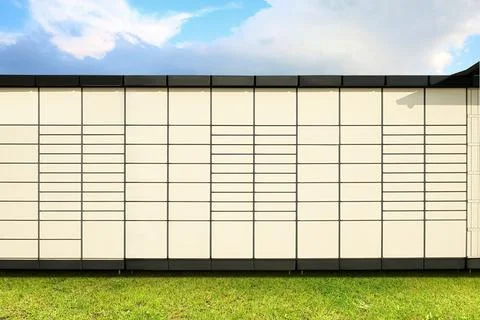 Modern postal machine for parcels and letters outdoors Stock Photos