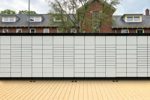 Modern postal machine for parcels and letters outdoors Stock Photos