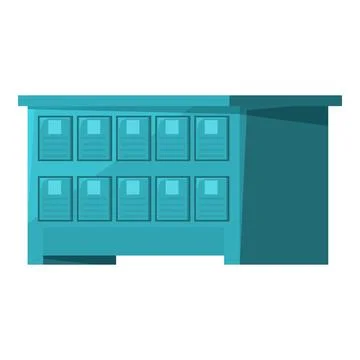 Modern postal terminal with open empty cells for correspondence Stock Illustration