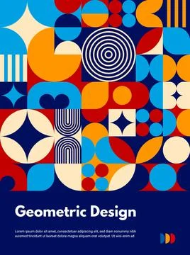 Modern poster with geometric Bauhaus pattern Stock Illustration
