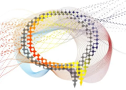 Modern poster template. Background with dynamic linear waves and abstract spe Illustrazione stock