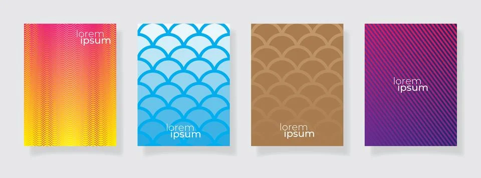 Modern poster templates abstract vector backgrounds halftone gradients mode.. Illustrazione stock