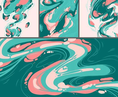 Modern posters with abstract fluid pattern Stock Illustration