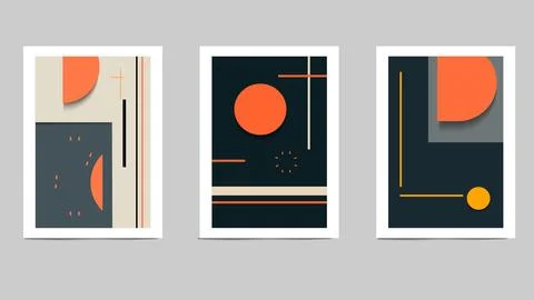 Modern posters in brutalist style with geometric shapes. Stock Illustration