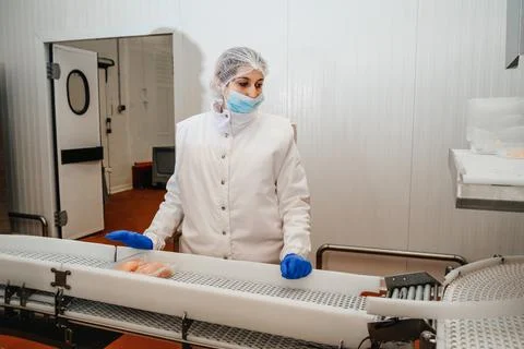 Modern poultry processing plant.Factory for the production of food from meat Stock Photos