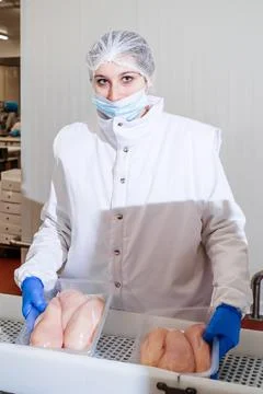 Modern poultry processing plant.Factory for the production of food from meat Stock Photos