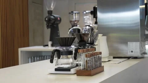 Modern Pour Over Coffee Station With Coffee Beans Stock Footage 341777310