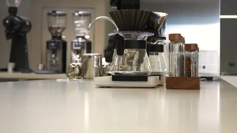 Modern Pour Over Coffee Station With Coffee Beans Stock Footage 341777311