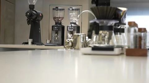 Modern Pour Over Coffee Station With Coffee Beans Stock Footage 341777312