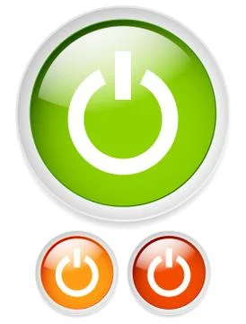 Modern power button set. Turn on, turn off, loading, booting colors. Illustrazione stock