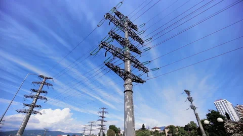 Modern Power Lines Stock Footage 89151687