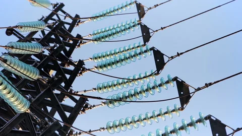 Modern Power Lines Stock Footage 89152179
