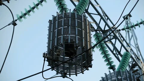 Modern Power Lines Stock Footage 89152715