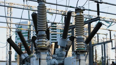 Modern Power Lines Stock Footage 89152993