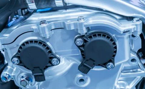 Modern powerful car engine section Stock Photos