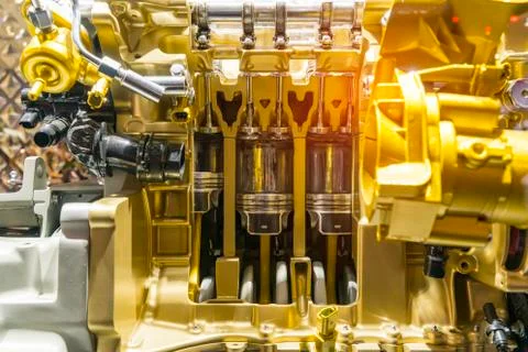 Modern powerful car engine section Stock Photos