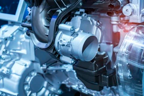 Modern powerful car engine section Stock Photos