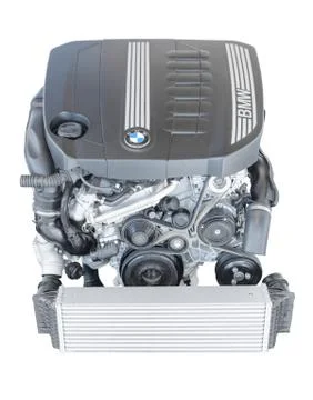 Modern powerful flagship model of BMW TwinPower turbo diesel engine Stockfoto's