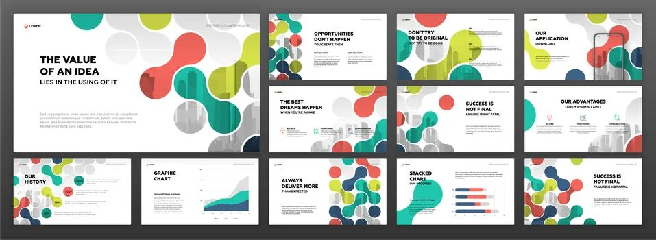 Modern presentation templates set for construction Stock Illustration