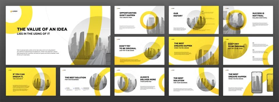 Modern presentation templates set for construction Stock Illustration