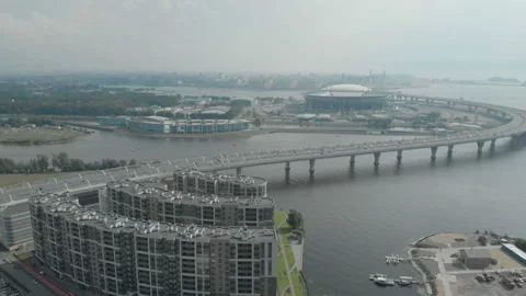 A modern prestigious residential area. A multi-lane highway. The camera monitors Stock Footage 93204871