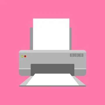 Modern printer with paper. Icon or symbol concept. Flat style vector Stockillustratie