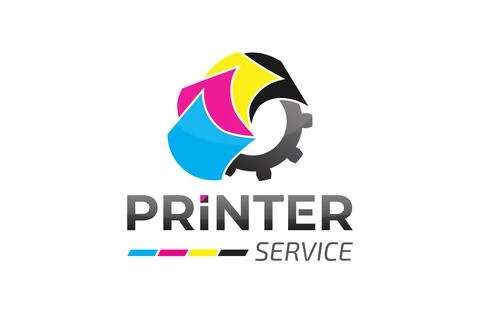 Modern Printer Service Logo Design Stock Illustration