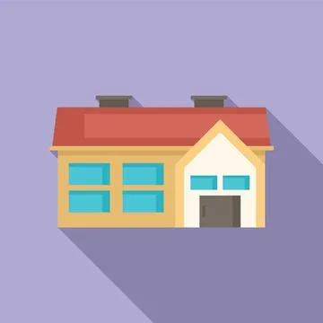 Modern private school building with red roof and chimney Ilustración de archivo