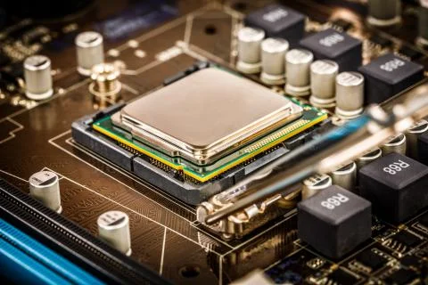 Modern processor and motherboard 스톡 사진
