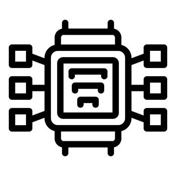 Modern processor chip managing data flow with connections Stock Illustration