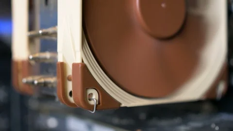 Modern processor cooling system in function Stock Footage 87379146