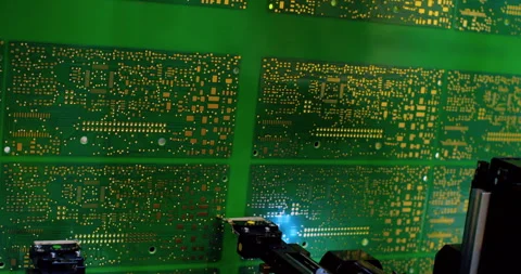 Modern Production of electronic circuit boards Stock Footage 332853729