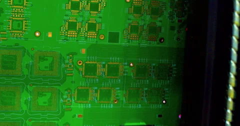 Modern Production of electronic circuit boards. Digital technological production Stock Footage 332855792