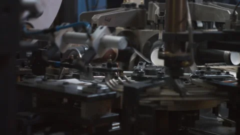 Modern production process of disposable paper cups for public catering business Stock Footage 92798846