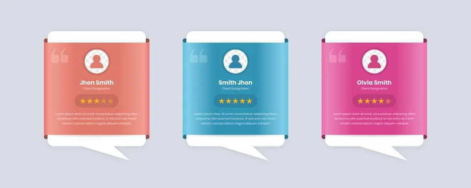 Modern professional client feedback card with rating star and avatar on gra.. Stock Illustration