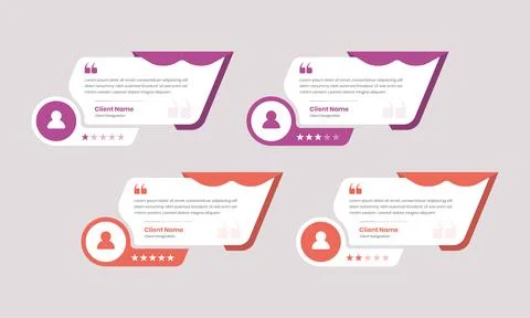 Modern professional customer feedback or client review web infographic card.. Stock Illustration