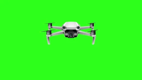 Modern professional drone with camera flying upwards on green screen backgr.. Stock-Footage 334102494