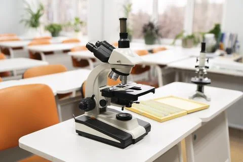 A modern professional electronic microscope, scientific research 스톡 사진