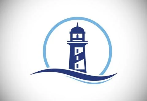 Modern professional lighthouse logo emblem. Harbor logo, Lighthouse Logo de.. Stock Illustration
