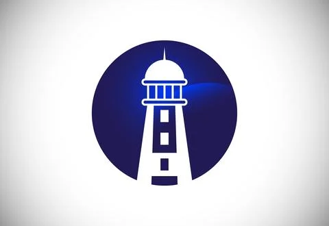 Modern professional lighthouse logo emblem. Harbor logo, Lighthouse Logo de.. Stock Illustration