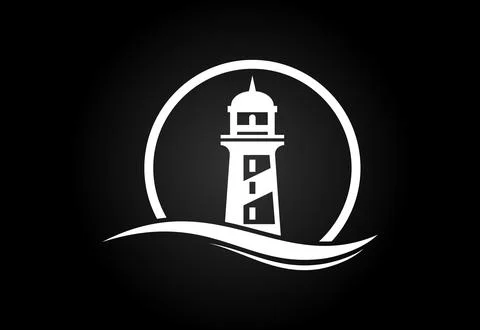 Modern professional lighthouse logo emblem. Harbor logo, Lighthouse Logo de.. Stock Illustration