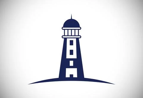 Modern professional lighthouse logo emblem. Harbor logo, Lighthouse Logo de.. Stock Illustration