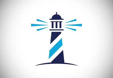 Modern professional lighthouse logo emblem. Harbor logo, Lighthouse Logo de.. Stock Illustration