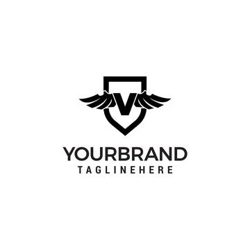 Modern professional wings shield template logo design with letter V. Stock Illustration