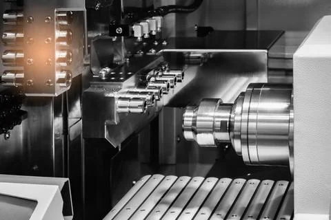 Modern programmable metalworking CNC multifunctional milling drilling grindin Stock Photos