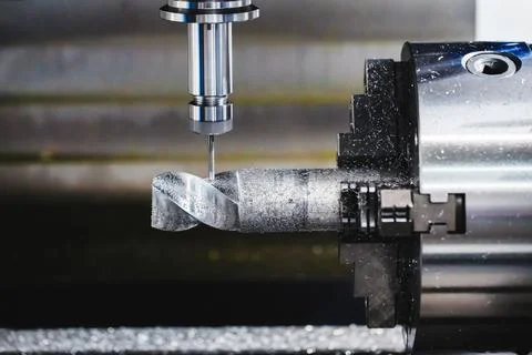 Modern programmable metalworking CNC multifunctional milling drilling grindin Stock Photos