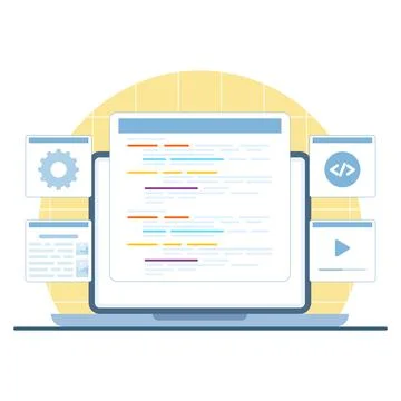 Modern programming flat template for coding and tech projects Stock-Illustration