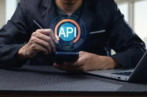 Modern Programming Interface Concept with API on Mobile Device Stock-Fotos