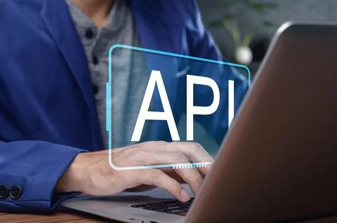 Modern Programming Interface Concept with API on Laptop Screen Foto stock