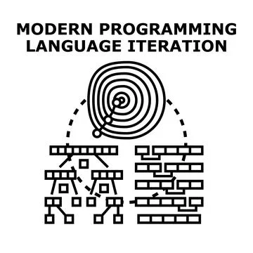 Modern programming language iteration concept loop Illustration